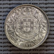 Portugal, silver coin of 50 centavos 1914 or $50 centavos 1914 of Portuguese Republic, (XF), World Coins Portugal KM 561