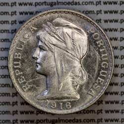 Portugal, silver coin of 50 centavos 1916 of Portuguese Republic, (Proof Like finish), World Coins Portugal KM 561