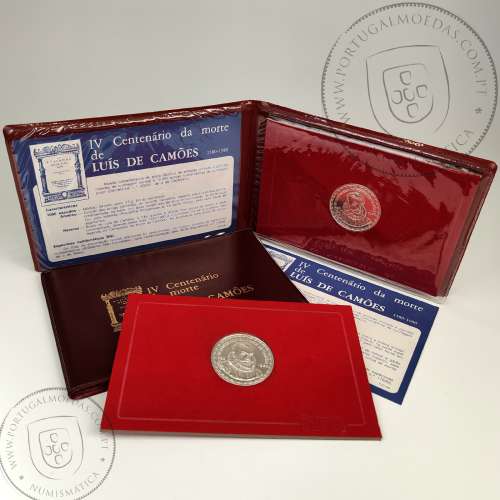 BNC, 1000$00 Luis de Camões 1980 Prata, Carteira moeda prata BNC 1000 Escudos 1983, IV Centenário da Morte de  Camões 1580-1980A