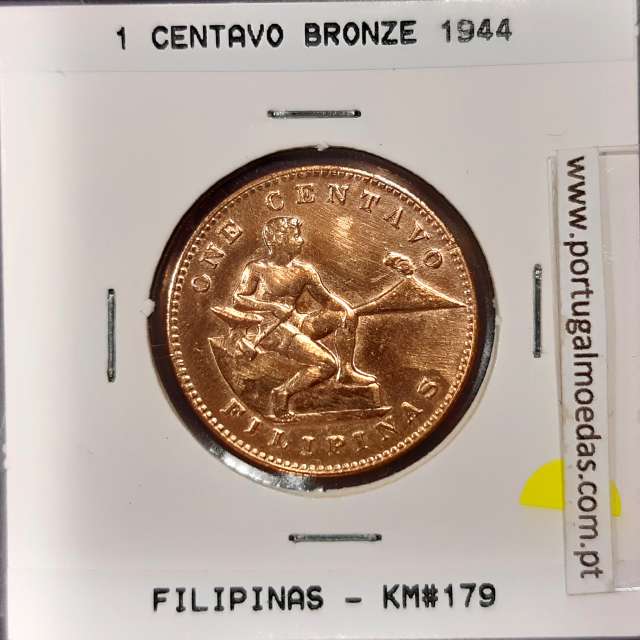 Philippines 1 Centavo 1944 S Bronze, (Fine), Coins of the World Philippines KM 179