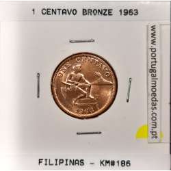 Philippines 1 Centavo 1963 Bronze, (Unc), Coins of the World Philippines KM 186