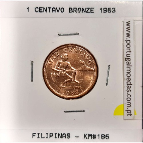 Philippines 1 Centavo 1963 Bronze, (Unc), Coins of the World Philippines KM 186