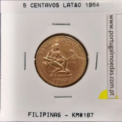 Philippines 5 Centavos 1964 Brass, (VF), Coins of the World Philippines KM 187