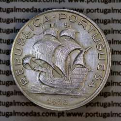 5 escudos 1932 prata, 5$00 1932 prata da República Portuguesa, (Bela), World Coins Portugal KM 581 03