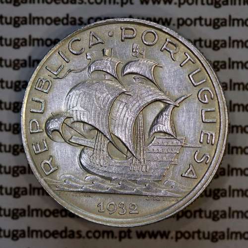 5 escudos 1932 prata, 5$00 1932 prata da República Portuguesa, (Bela), World Coins Portugal KM 581 03