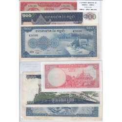 Cambodia - Lot of 3 Different Banknotes - Series 1962-1972 (Uncirculated)