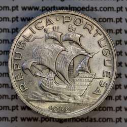 Portugal, silver coin of 5 Escudos 1932, 5$00 1932 silver coin of the Portuguese Republic, (VF+/XF), World Coins Portugal KM 581
