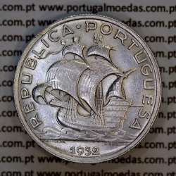 Portugal, silver coin of 5 Escudos 1932, 5$00 1932 silver coin of the Portuguese Republic, (VF+/XF), World Coins Portugal KM 581