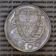 5 escudos 1932 prata, 5$00 1932 prata da República Portuguesa, (MBC+/Bela), World Coins Portugal KM 581
