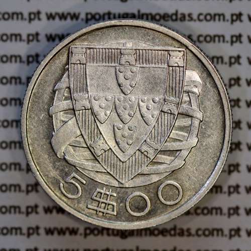 Portugal, silver coin of 5 Escudos 1934, 5$00 1934 silver coin of the Portuguese Republic, (VF+/XF-), World Coins Portugal KM581