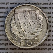 5 escudos 1932 prata, 5$00 1932 prata da República Portuguesa, (MBC+/Bela-), World Coins Portugal KM 581