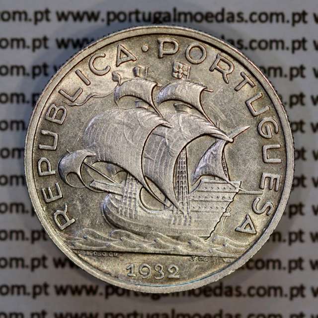 Portugal, silver coin of 5 Escudos 1934, 5$00 1934 silver coin of the Portuguese Republic, (VF+/XF-), World Coins Portugal KM581