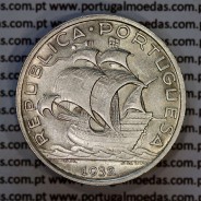5 escudos 1932 prata, 5$00 1932 prata da República Portuguesa, (MBC+/Bela-), World Coins Portugal KM 581