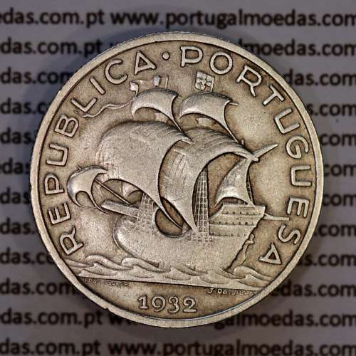 Portugal, silver coin of 5 Escudos 1932, 5$00 1932 silver coin of the Portuguese Republic, (VF), World Coins Portugal KM581