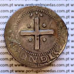 Portugal, silver coin of "Real Português Dobrado" of King João III (1521–1557), ☩REX▾PORTVGALIE▾AL▾D / .▾. IN▾HOC▾SIGNO▾VINCES