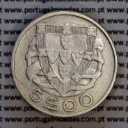 5 escudos 1932 prata, 5$00 1932 prata da República Portuguesa, (BC+/MBC-), World Coins Portugal KM 581