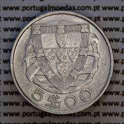Silver coin 5 Escudos 1937 of Portugal, 5$00 Escudos 1937 silver of the Portuguese Republic, (VF+), World Coins Portugal KM 581