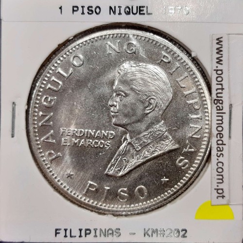 Philippines 1 Piso 1970 Nickel, (UNC), Coins of the World Philippines KM 202