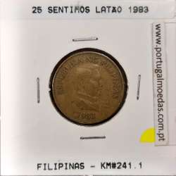 Philippines 25 Sentimo 1983 Brass, (VF), Coins of the World Philippines KM 241.1