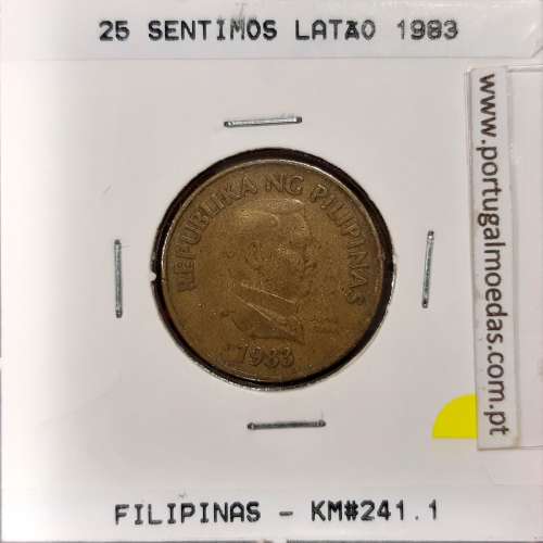 Filipinas 25 Sentimo 1983 Latão, (MBC), World Coins Philippines KM 241.1
