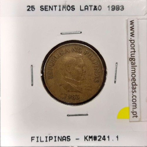 Philippines 25 Sentimo 1983 Brass, (VF), Coins of the World Philippines KM 241.1