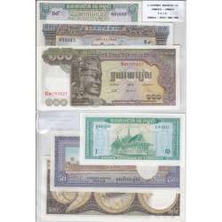 Cambodja - Lote de 3 Notas Diferentes - Serie 1956-1958 (Não Circuladas)