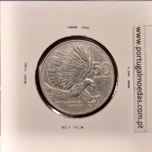 Philippines 50 Sentimo 1983 Copper-Nickel, Normal Legend "PITHECOPHAGA",  (VF), Coins of the World Philippines KM 242.1