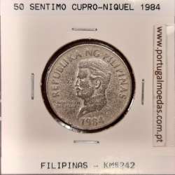 Filipinas 50 Sentimo 1984 Cupro-Niquel, (BC), World Coins Philippines KM 242.1