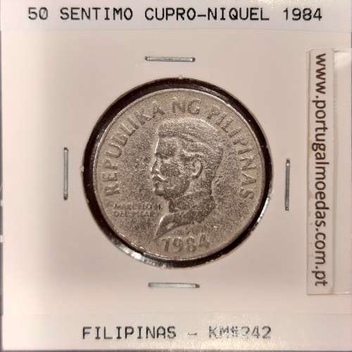 Filipinas 50 Sentimo 1984 Cupro-Niquel, (BC), World Coins Philippines KM 242.1
