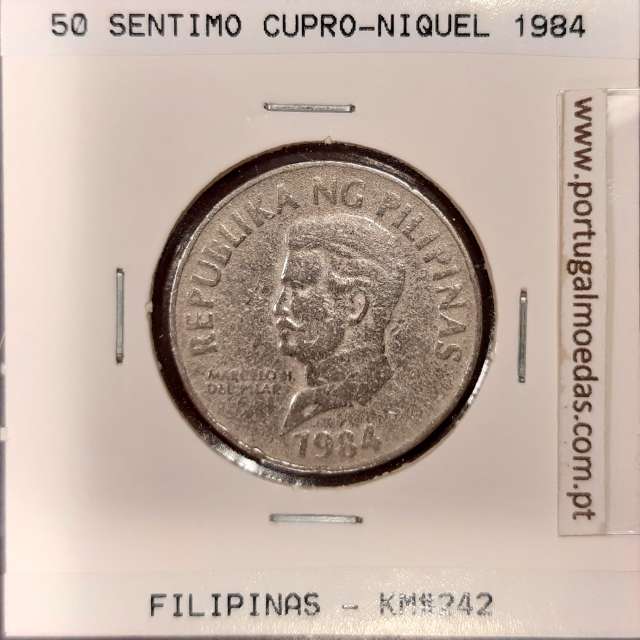 Filipinas 50 Sentimo 1984 Cupro-Niquel, (BC), World Coins Philippines KM 242.1