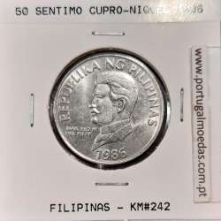 Filipinas 50 Sentimo 1986 Cupro-Niquel, (Sob), World Coins Philippines KM 242.1