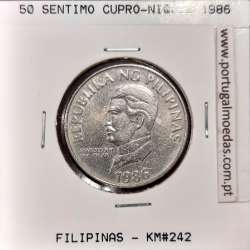 Philippines 50 Sentimo 1986 Copper-Nickel, (VF+), Coins of the World Philippines KM 242.1