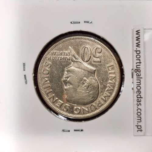 Filipinas 50 Sentimos 1972, variante algarismo 2 a terminar Perolado, Cupro-Niquel, (MBC+), World Coins Philippines KM 200b