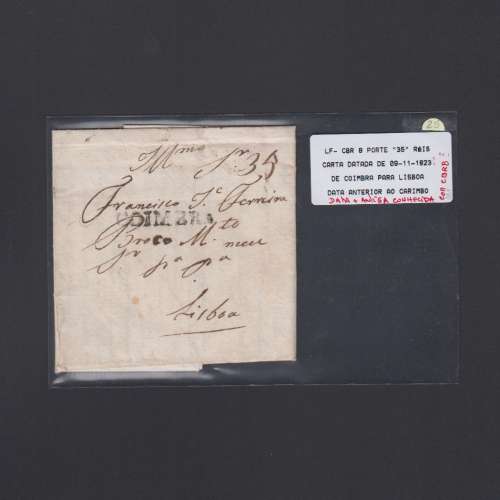 Carta Pré-Filatélica circulada de Coimbra para Lisboa datada de 09-11-1823