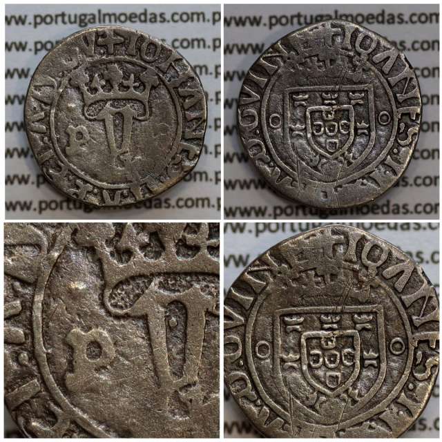 Portugal, vintém silver coin of King João II (1481–1495), Legend: ✚IOHANES:I•I:R:P:ET:A:D:GV: / ✚IOANES:I•I:R:P:ET:A:D:GVINE