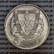 5 escudos 1940 prata, 5$00 1940 prata República Portuguesa, (Bela-R/ falha de liga no rebordo), World Coins Portugal KM 581