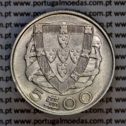 Portugal, silver coin of 5 Escudos 1940, 5$00 1940 silver coin of the Portuguese Republic, (XF+), World Coins Portugal KM 581