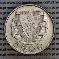 5 escudos 1940 prata, 5$00 1940 prata da República Portuguesa, (MBC+), World Coins Portugal KM 581