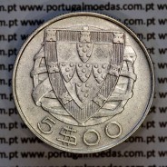 5 escudos 1940 prata, 5$00 1940 prata da República Portuguesa, (MBC+), World Coins Portugal KM 581