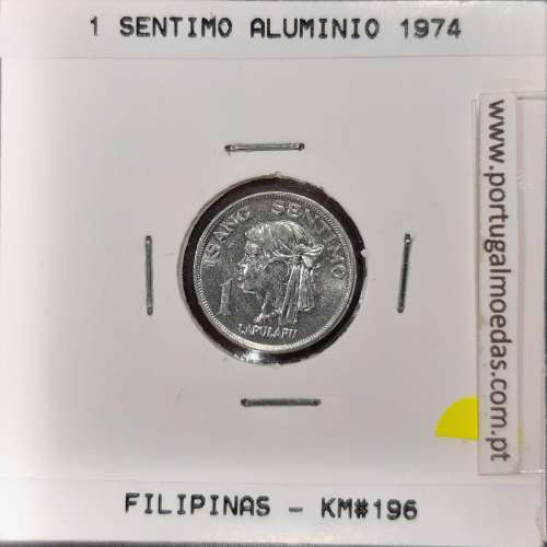 Philippines 1 Sentimo 1974 Aluminium, (UNC), Coins of the World Philippines KM 196