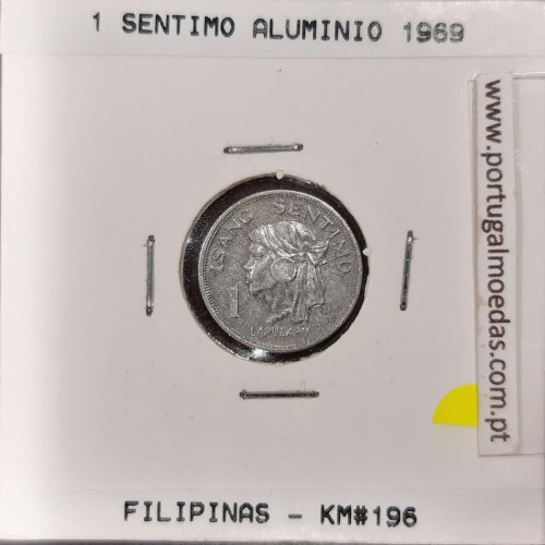 Philippines 1 Sentimo 1969 Aluminium, date amended 1969/6, (VF+), Coins of the World Philippines KM 196