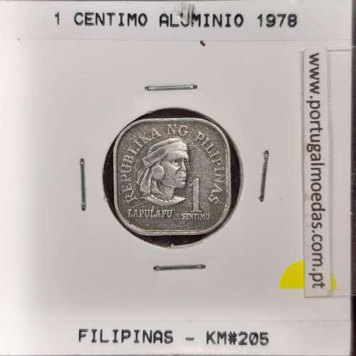 Filipinas 1 Sentimo 1978 Alumínio, (Bela), World Coins Philippines KM 205