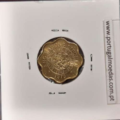 Filipinas 5 Sentimos 1975 Latão, (Sob), World Coins Philippines KM 206