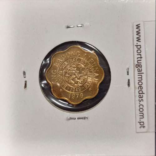 Filipinas 5 Sentimos 1976 Latão, (Sob), World Coins Philippines KM 206