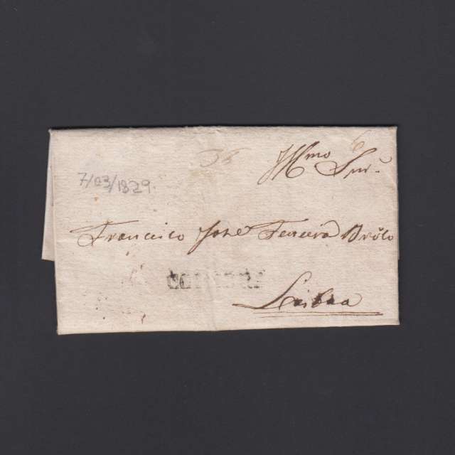 Carta Pré-Filatélica circulada de Coimbra para Lisboa datada de 07-03-1829