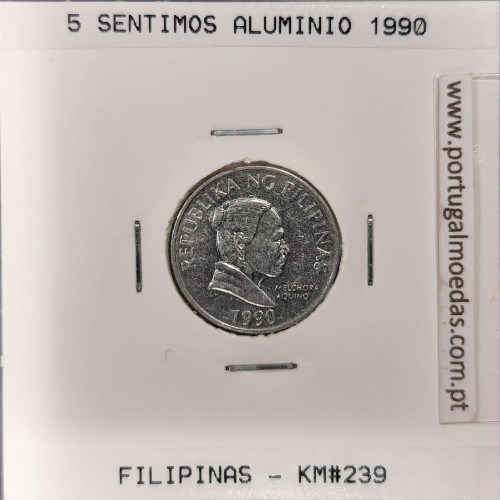 Philippines 5 Sentimo 1990 Aluminium, (AU), Coins of the World Philippines KM 239