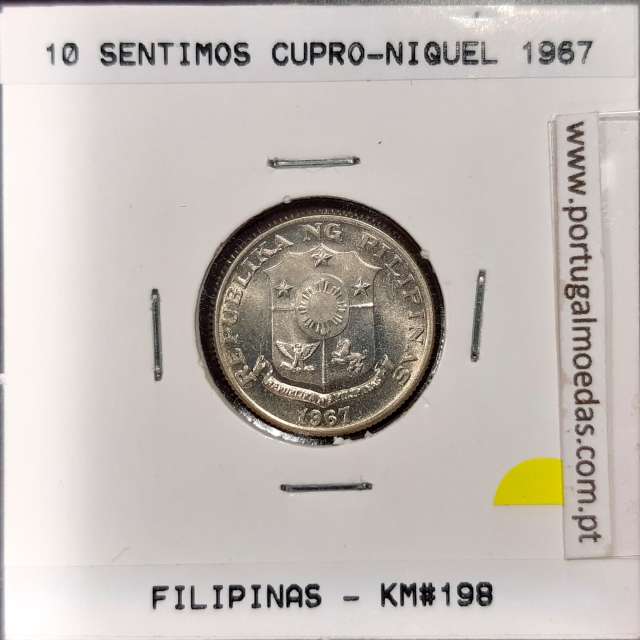 Filipinas 10 Sentimos 1967 Cupro-Niquel, (Sob), World Coins Philippines KM 198