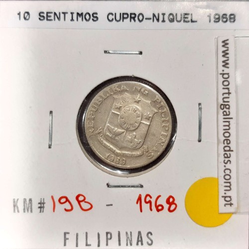 Philippines 10 Sentimos 1968 Copper-Nickel-Zinc, (VF), Coins of the World Philippines KM 198
