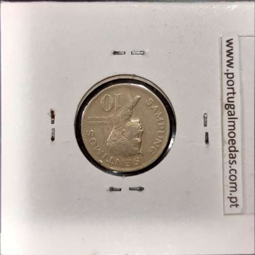 Philippines 10 Sentimos 1969 Copper-Nickel-Zinc, (VF+), Coins of the World Philippines KM 198