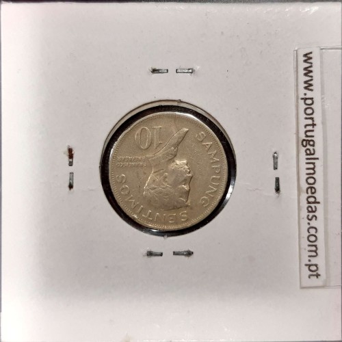 Philippines 10 Sentimos 1969 Copper-Nickel-Zinc, (VF+), Coins of the World Philippines KM 198